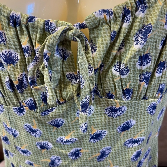 Urban Outfitters Kamaryn Green Dandelion Floral Dress Size M - Picture 5 of 11